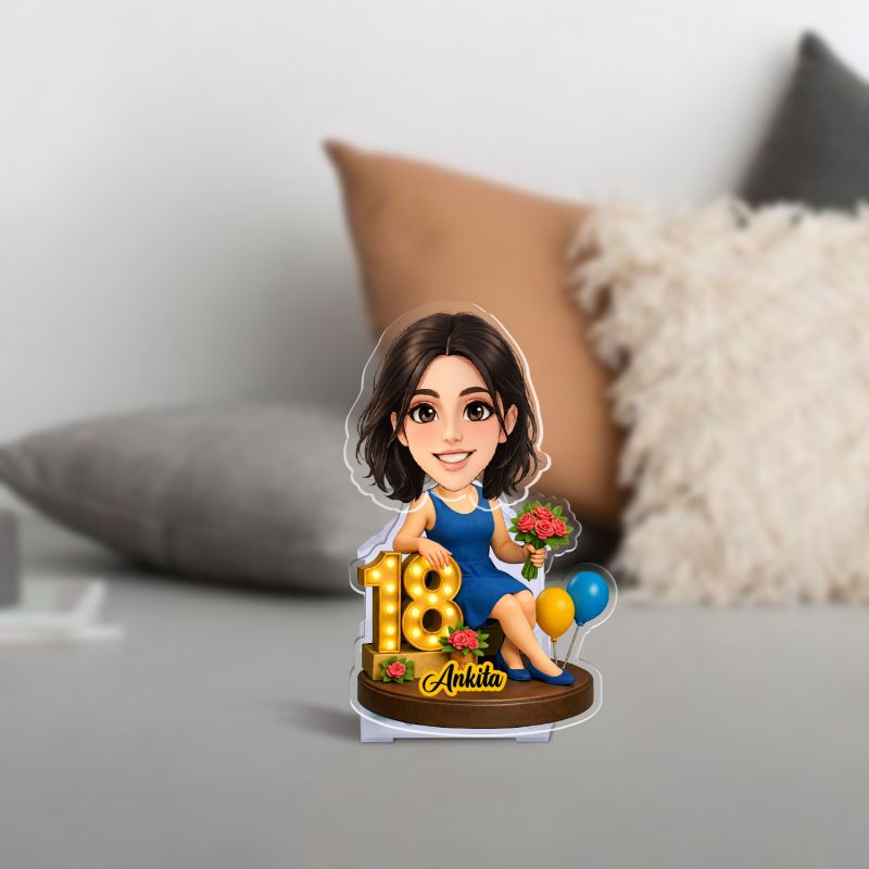 Personalized Birthday Party Theme Bobblehead Caricature with Battery Powered Moving Head | Birthday Gift for Brother, Husband, Friends & Colleagues | Tabletop Decor
